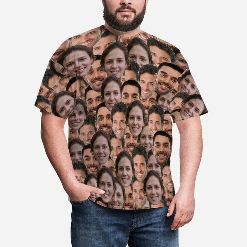 Personalized Shirts with Faces Seamless Put My Face on Men's All Over Print T-shirt for Vacation