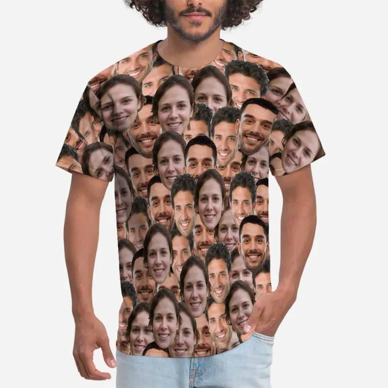 Personalized Shirts with Faces Seamless Put My Face on Men's All Over Print T-shirt for Vacation