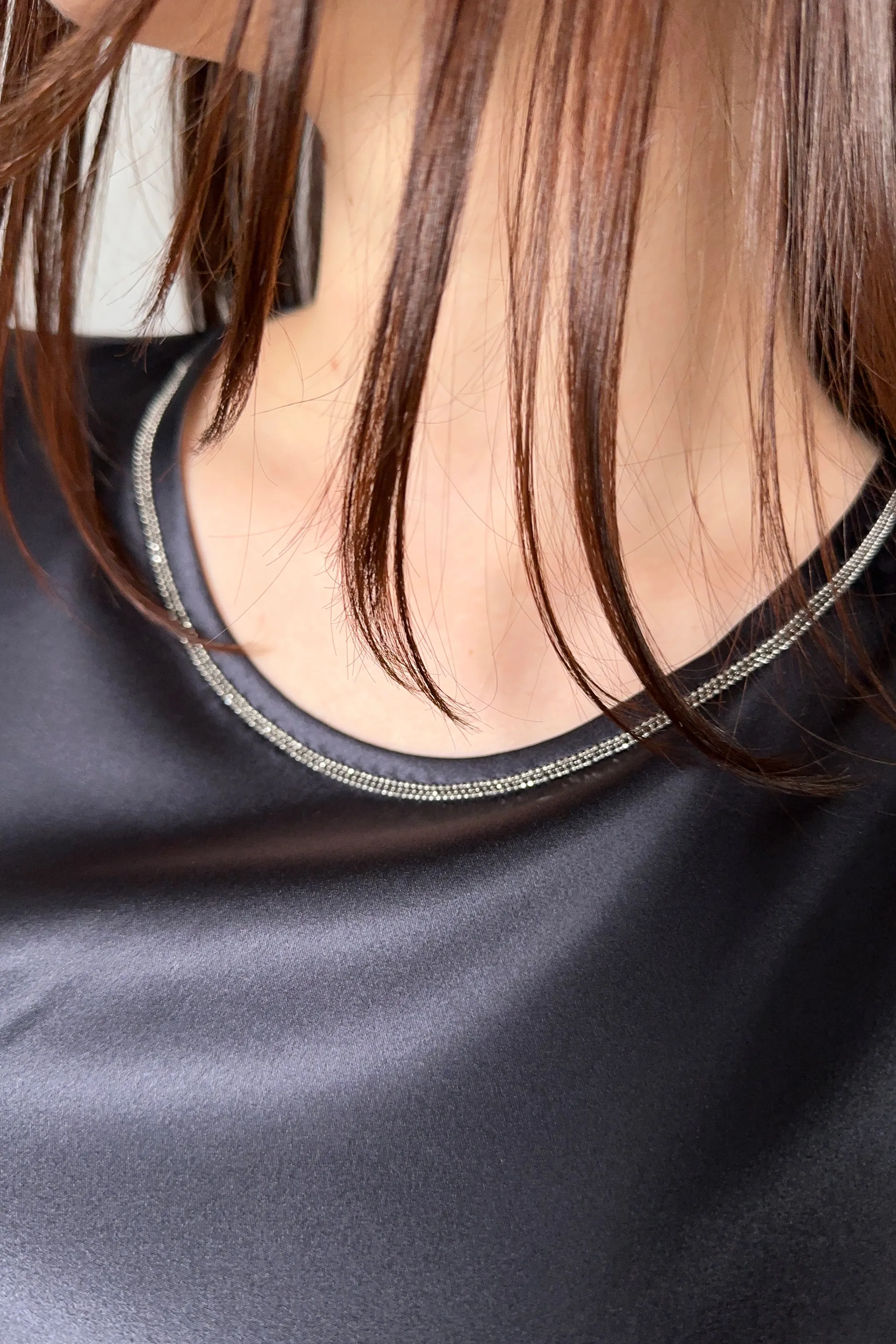 Peserico Silk Tank Top with Brilliant Beading in Navy