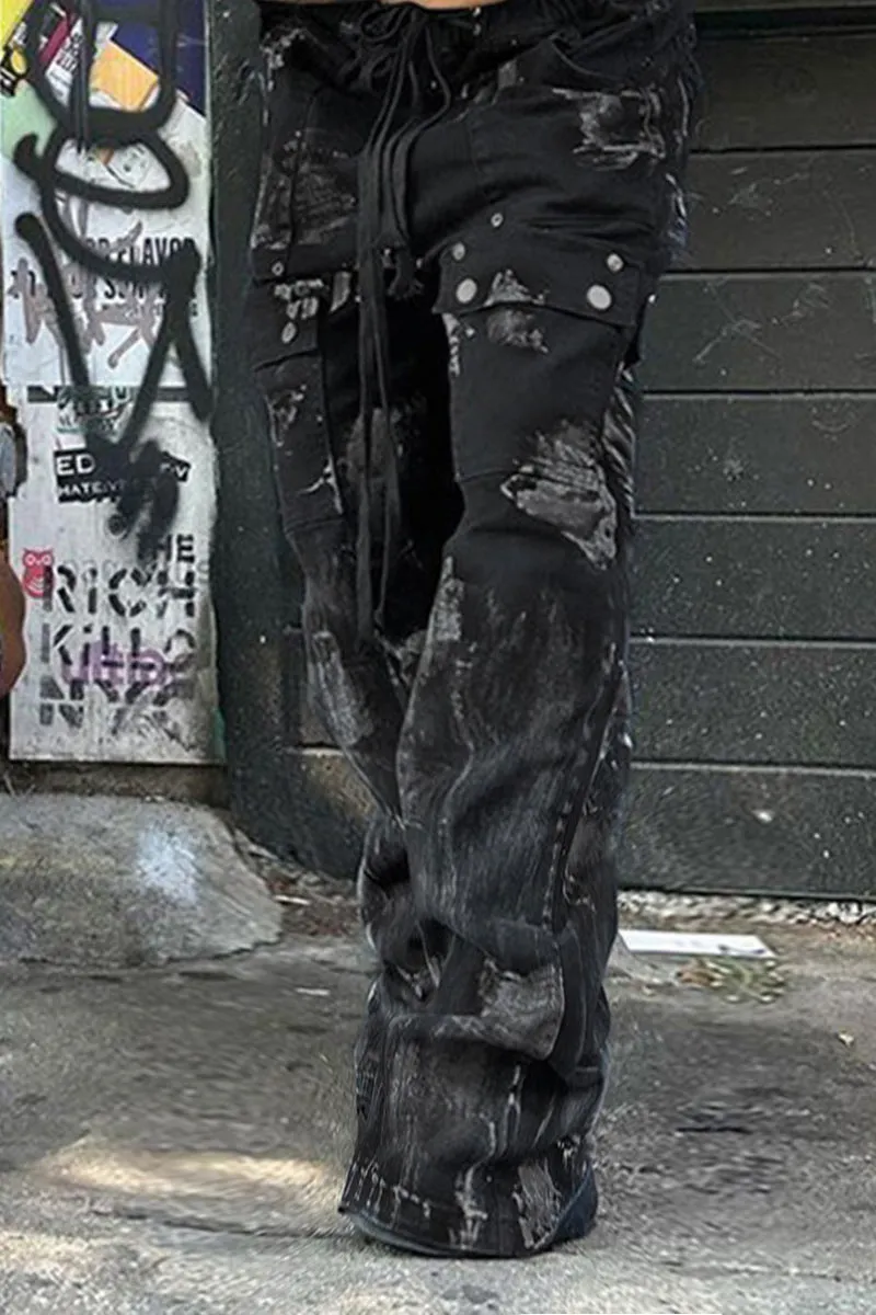 PG0192 Tie Dye Denim Long Jeans