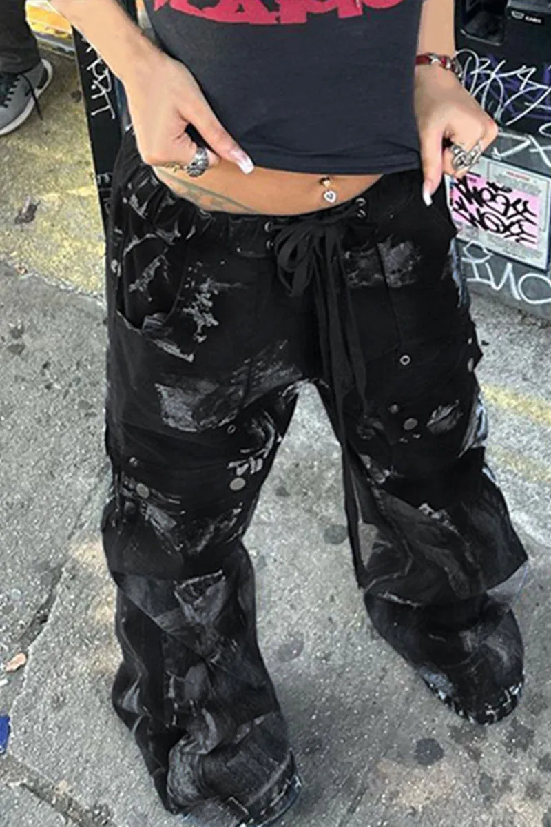 PG0192 Tie Dye Denim Long Jeans
