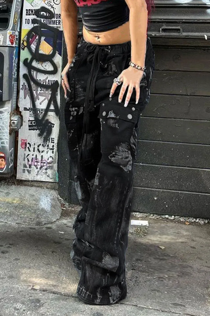 PG0192 Tie Dye Denim Long Jeans