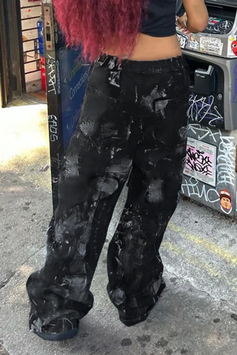 PG0192 Tie Dye Denim Long Jeans