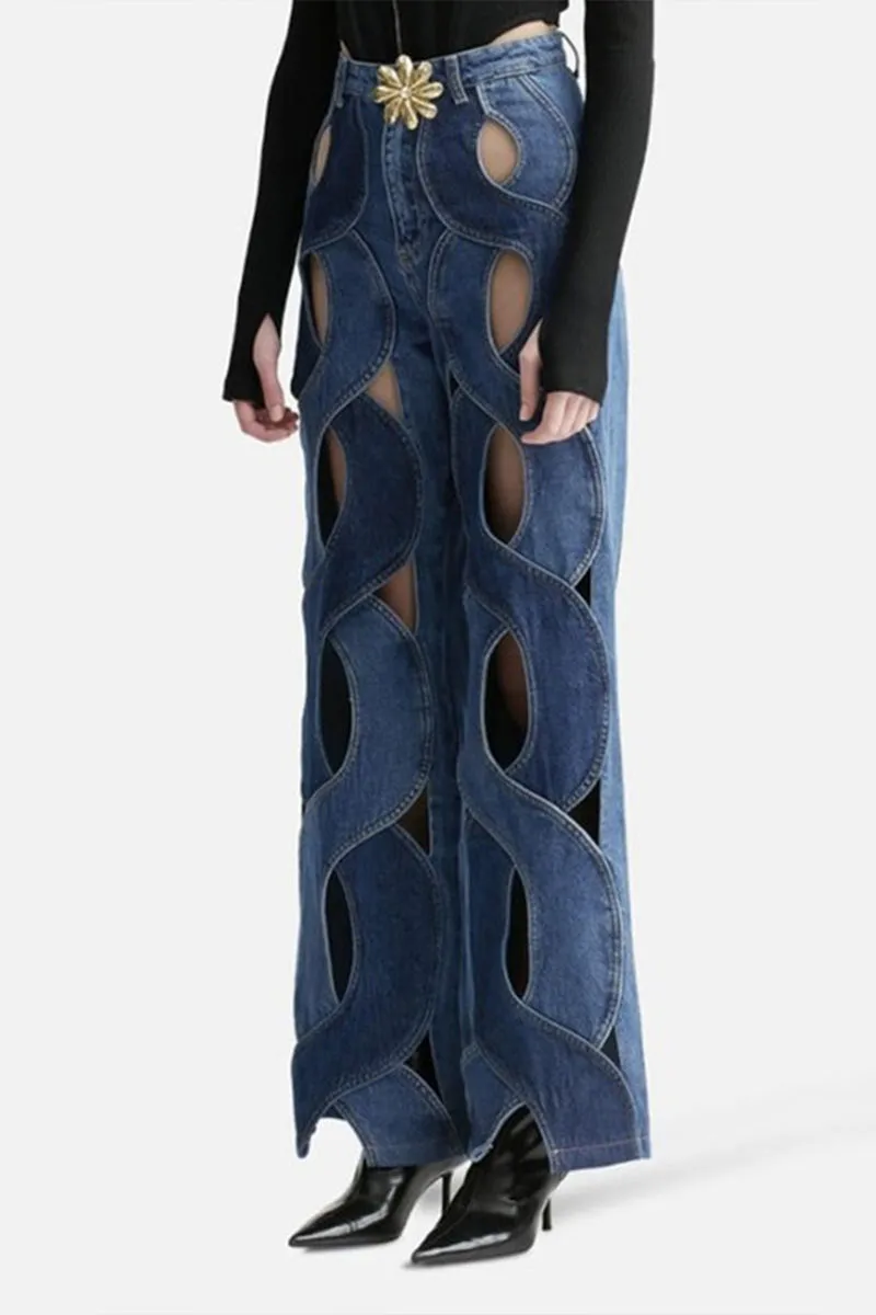 PH0216 Bootcut Denim Cutout Jeans
