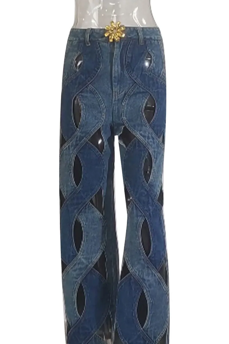 PH0216 Bootcut Denim Cutout Jeans