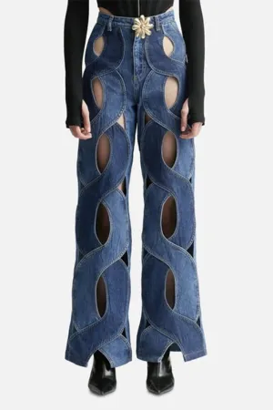 PH0216 Bootcut Denim Cutout Jeans