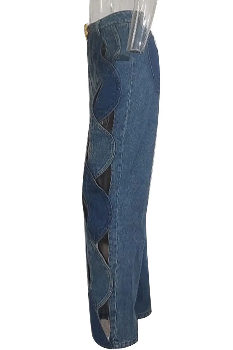 PH0216 Bootcut Denim Cutout Jeans