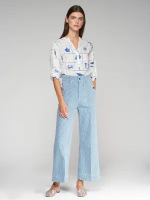 PINSTRIPE LIGHT BLUE DENIM PANTS