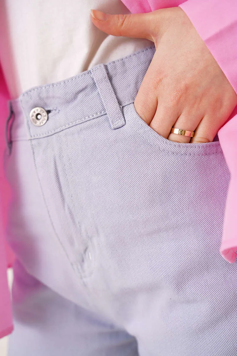 Plain Boyfriend Lilac Trousers