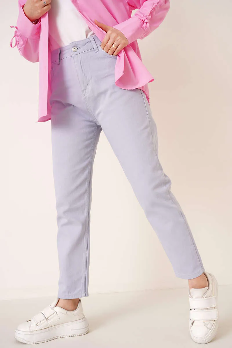 Plain Boyfriend Lilac Trousers