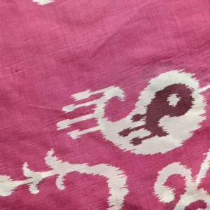 Precut of Pink Motifs Ikat Muslin Silk Fabric