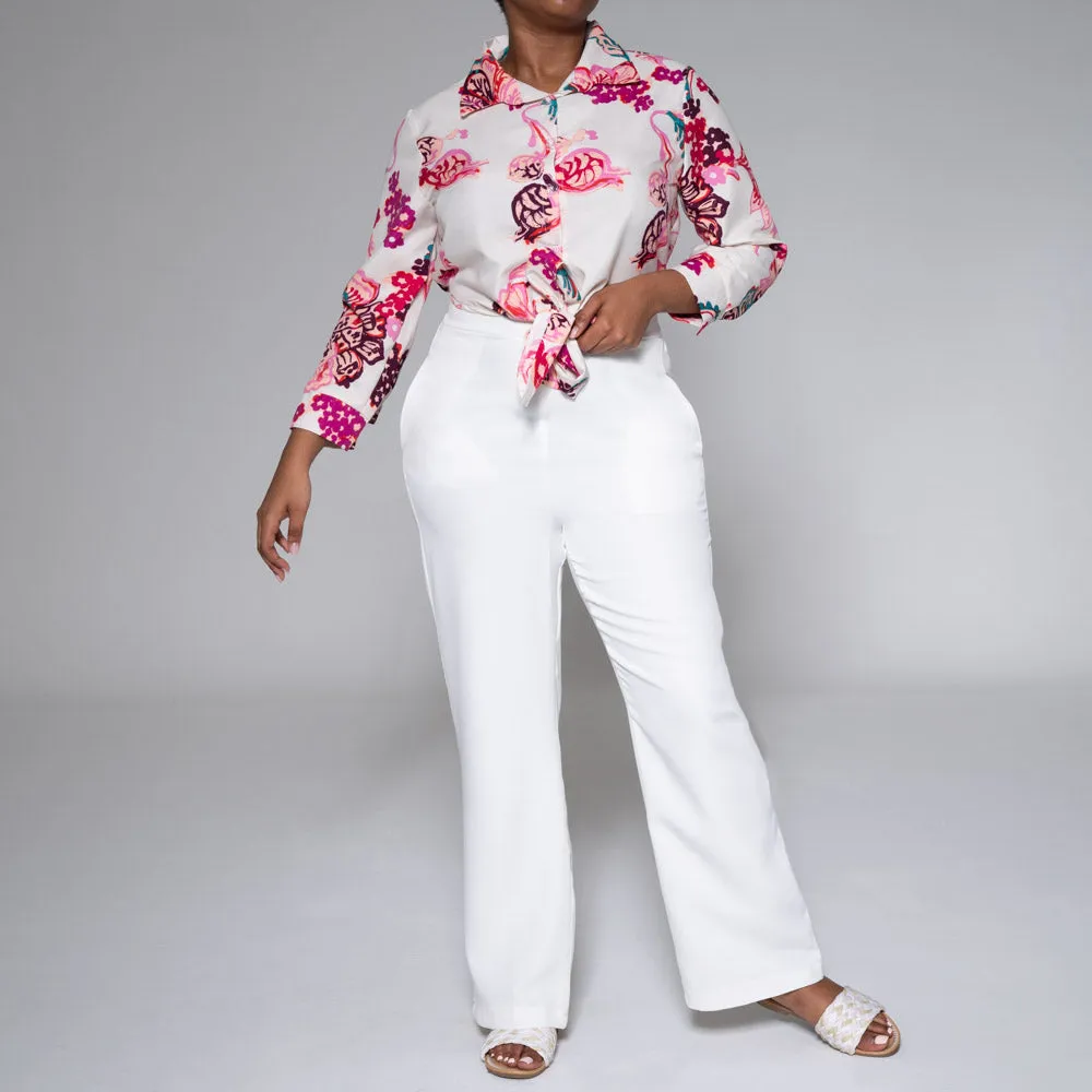 Printed Collar Edit Top