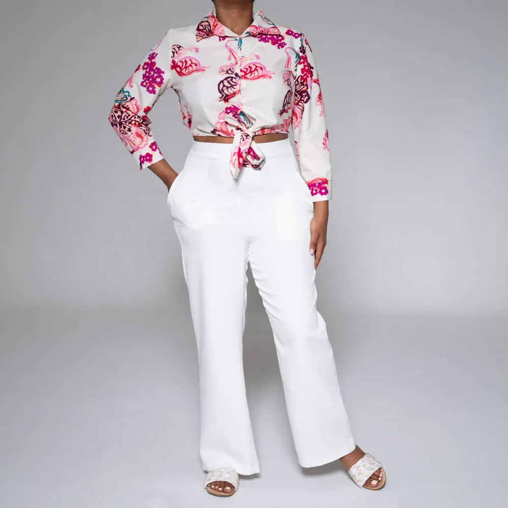 Printed Collar Edit Top