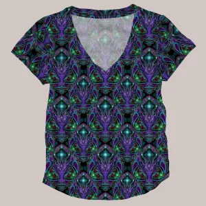 Psychedelic V-Neck Shirt (UV/RGB, Eco-Friendly, Womens) | SPELLBINDER