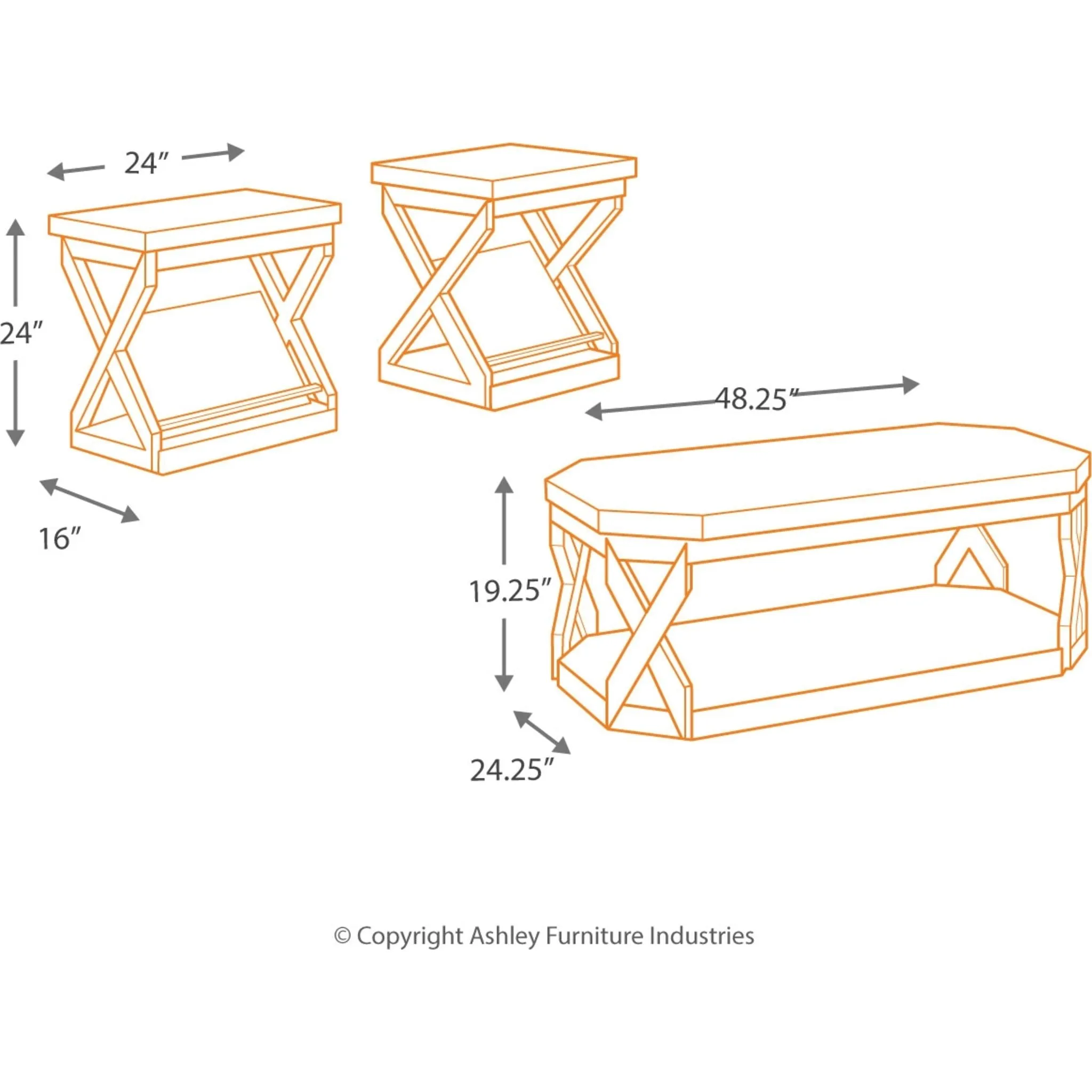 Radilyn 3 Pack Tables - Grayish Brown