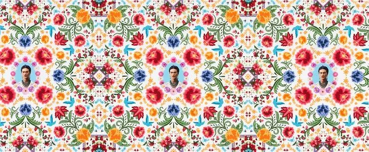 Robert Kaufman Licensed Frida Kahlo Floral Garden White (Per Metre)