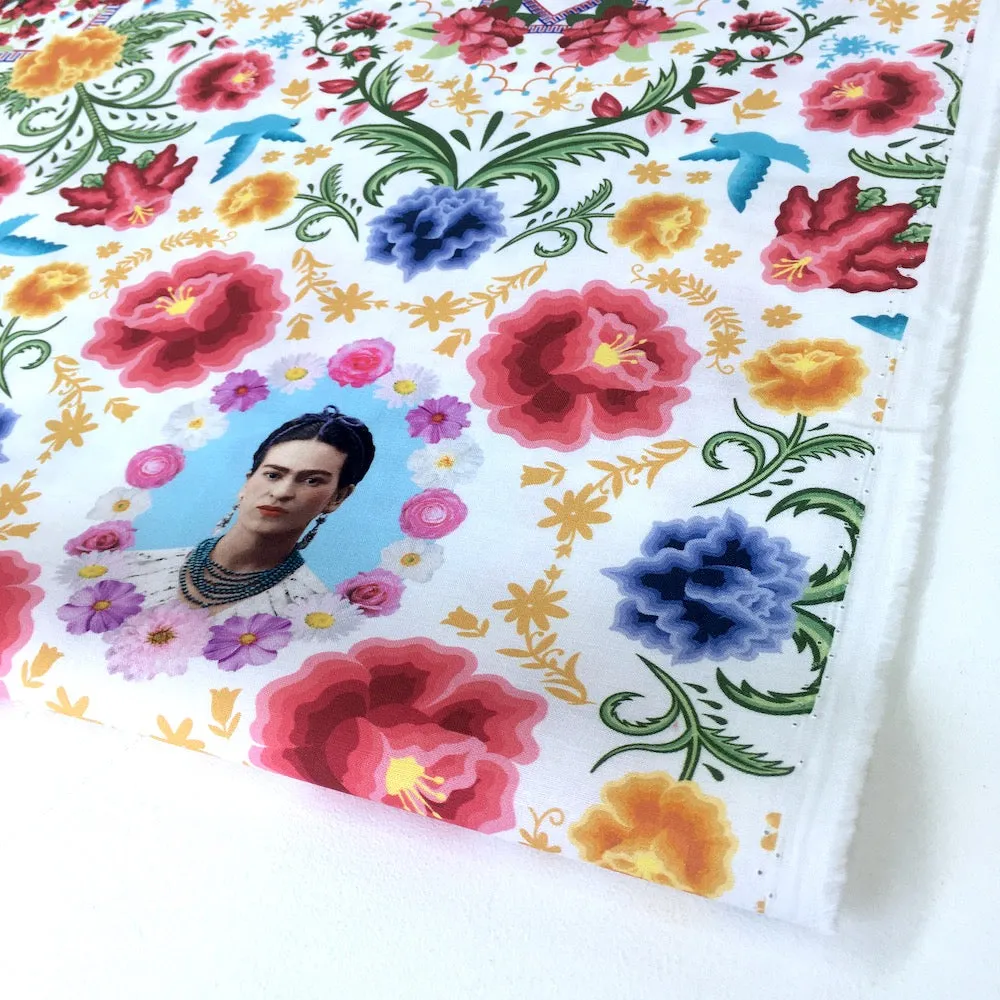 Robert Kaufman Licensed Frida Kahlo Floral Garden White (Per Metre)