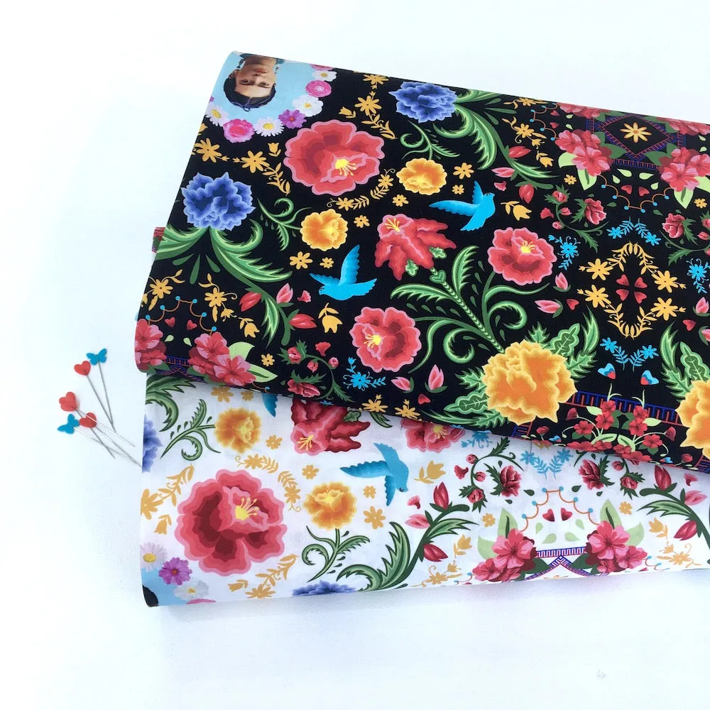 Robert Kaufman Licensed Frida Kahlo Floral Garden White (Per Metre)