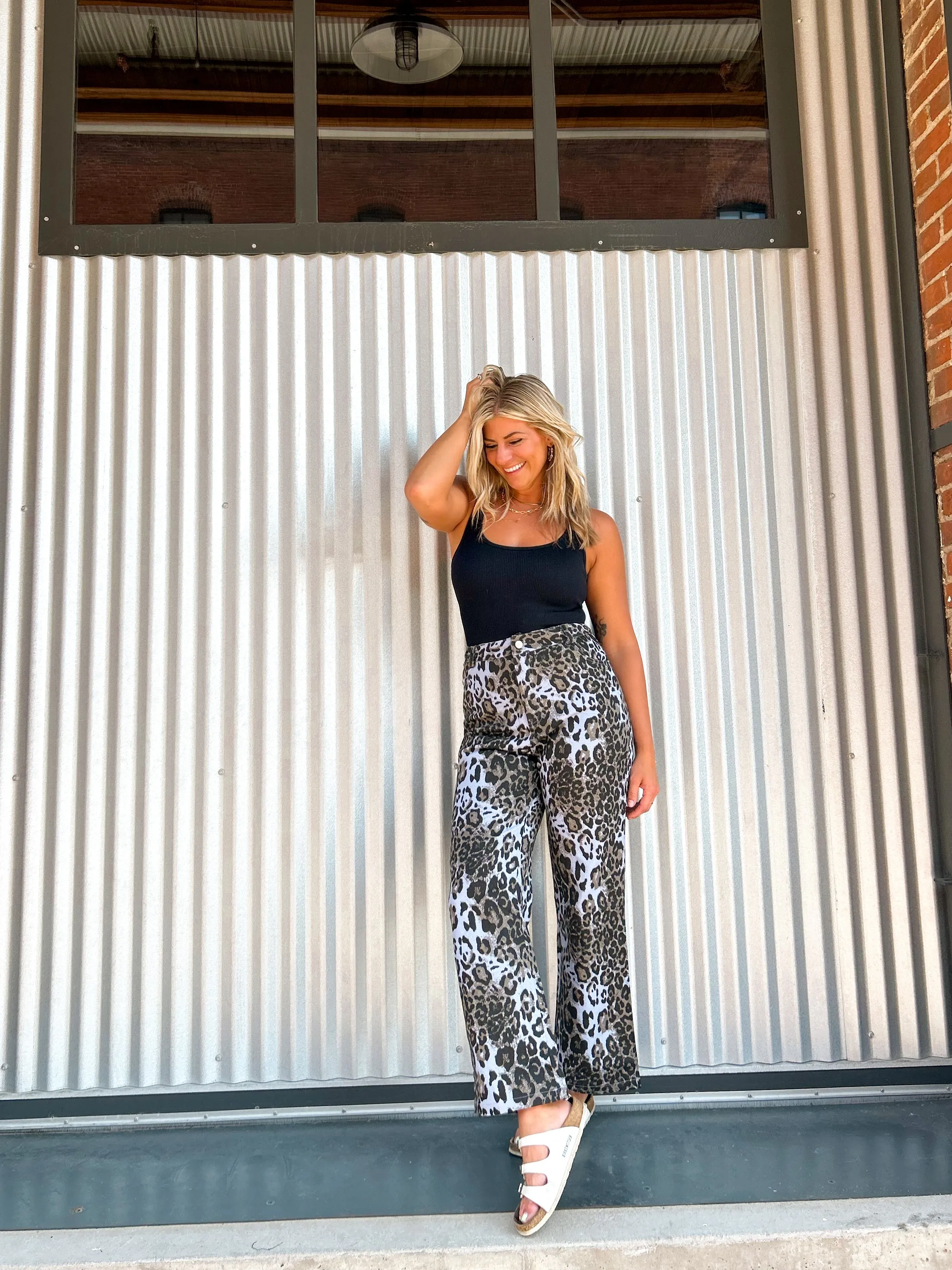 Ronnie Leopard Denim Pants