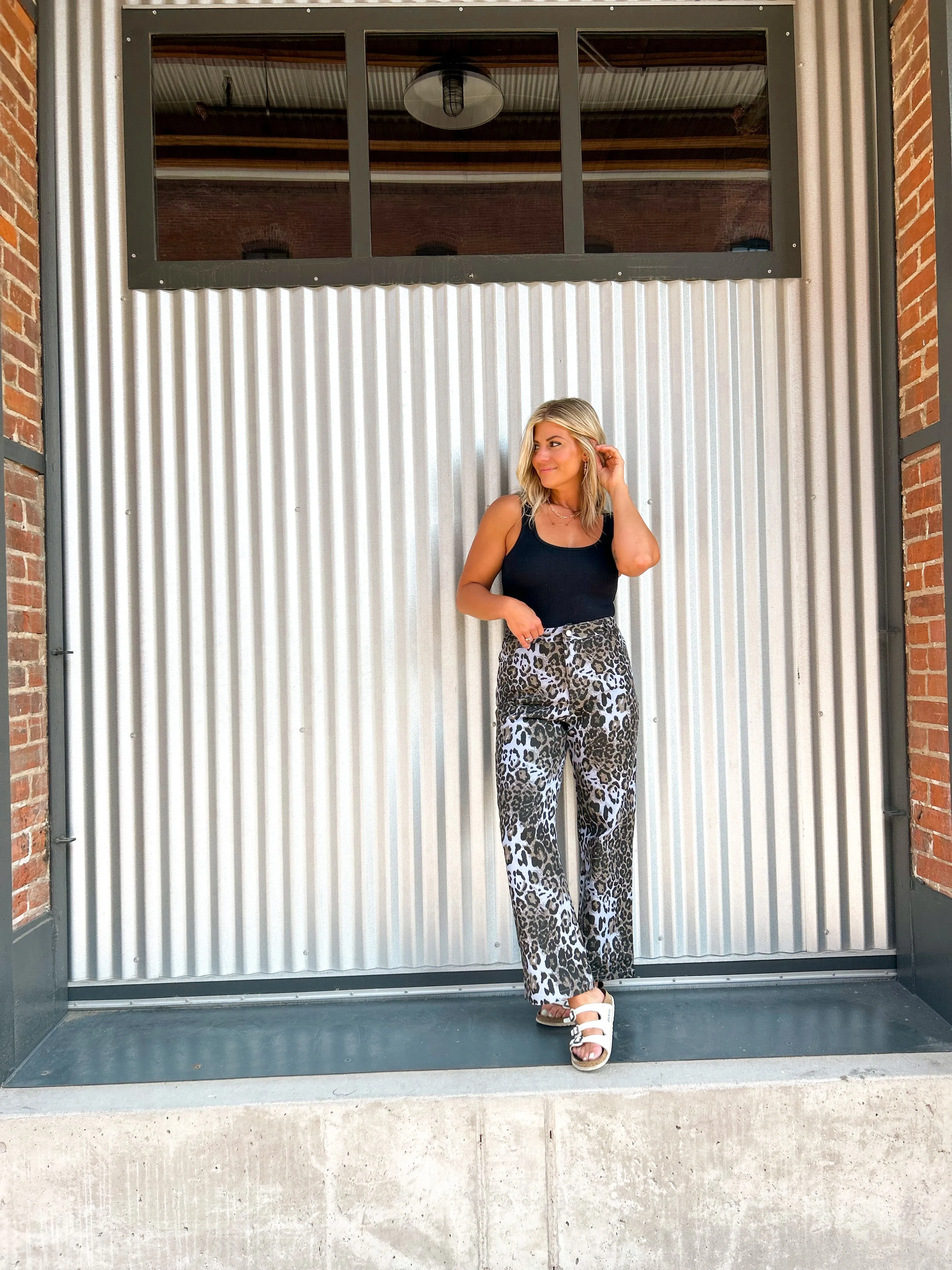 Ronnie Leopard Denim Pants