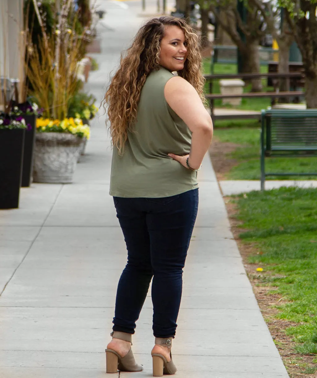 ROSETTA pleated tank in Light Olive