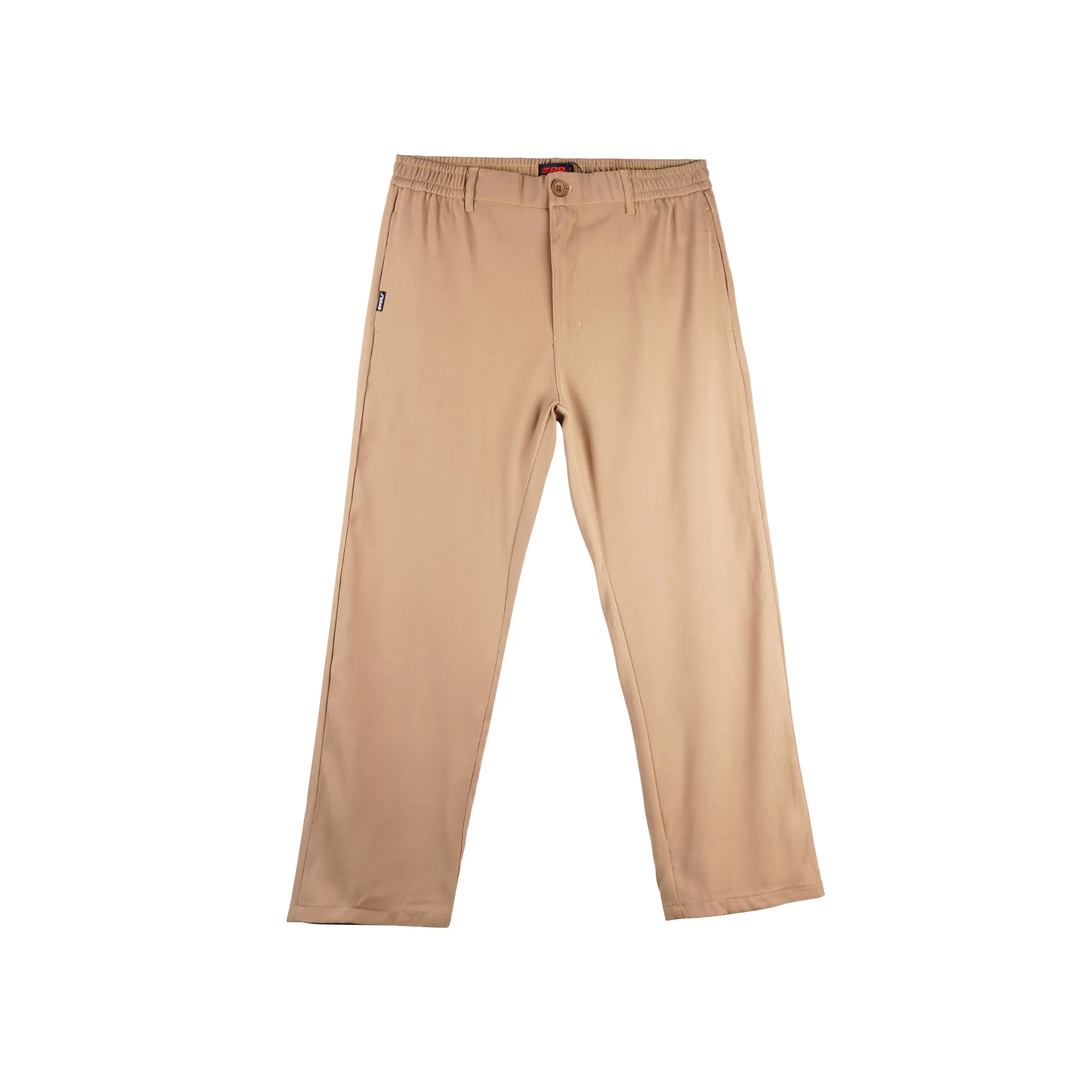 RRJ Men's Basic Non-Denim Trouser Pants Mid-Rise Fitting Rinse Wash Fabric 170408 (Beige)