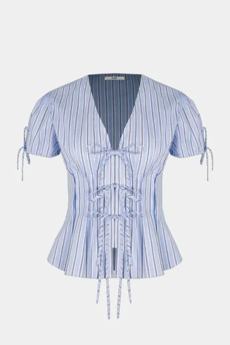 Ruby - Simona Blouse, Blue Sky Stripe
