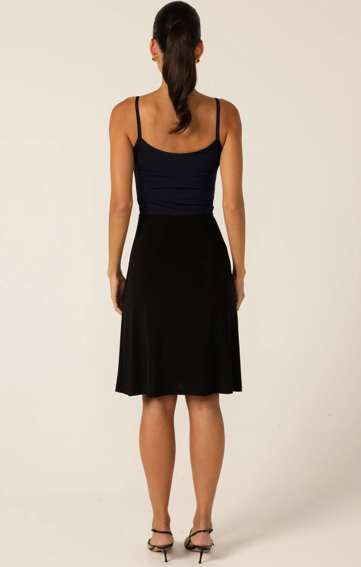 RUCHED GATHERED CAMI SLIP IN NAVY