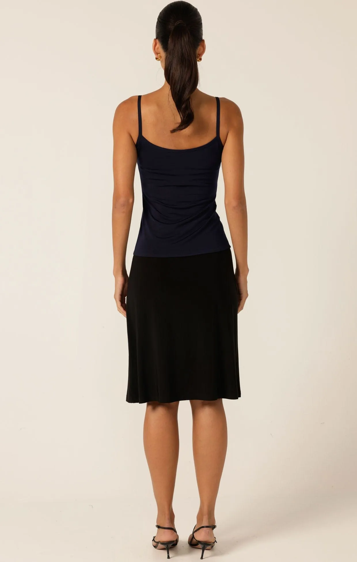 RUCHED GATHERED CAMI SLIP IN NAVY