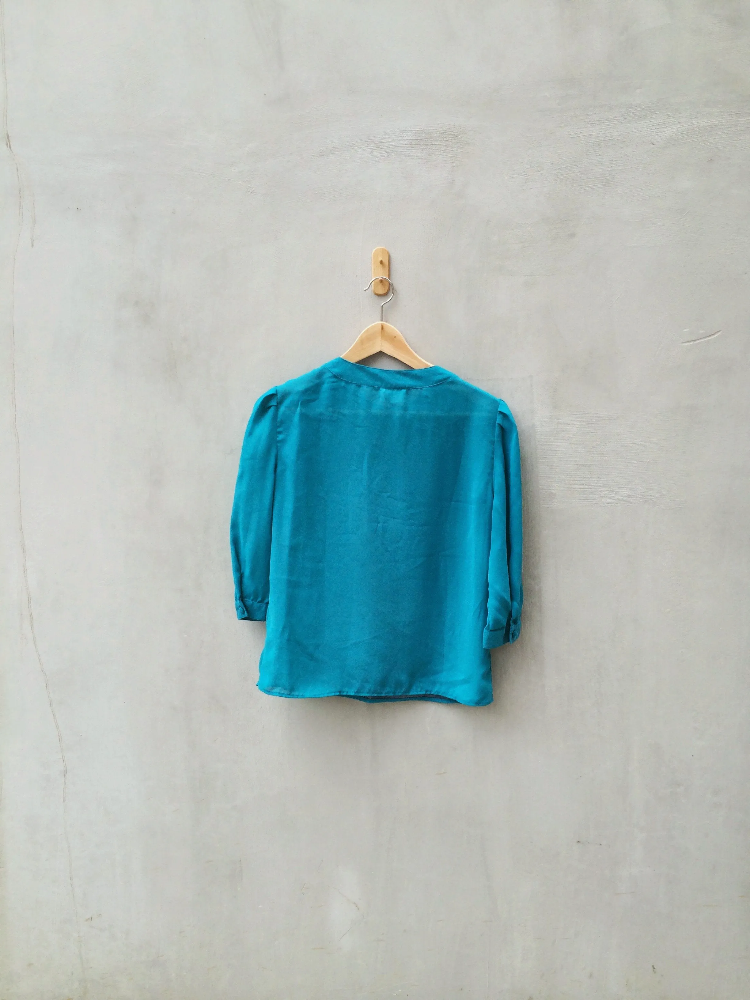 SALE ! | Teal Gold | Teal turquoise 70s pleated Vintage blouse