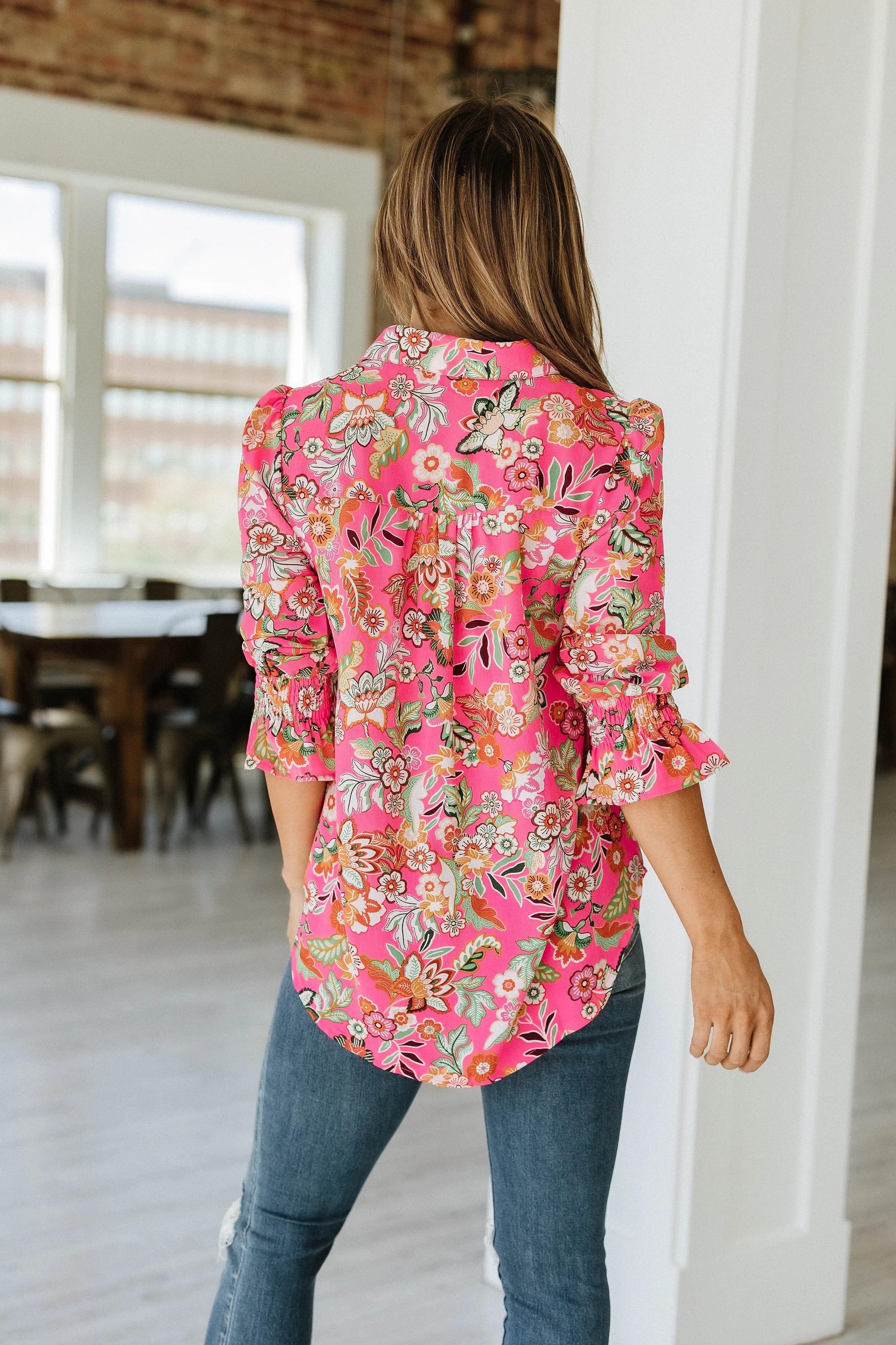Sandy Boho Floral Print Blouse