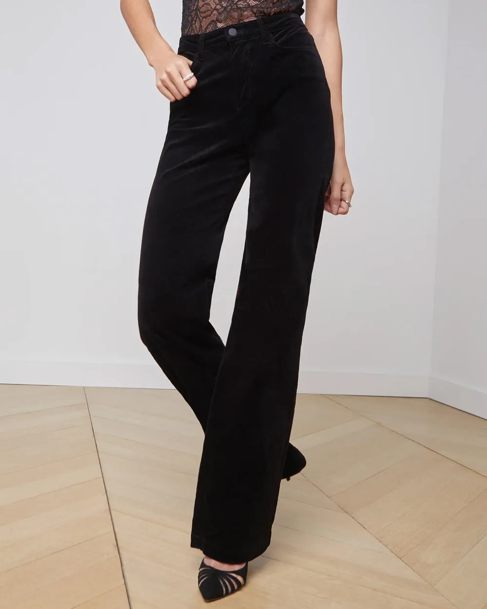 Selma High Rise Sleek Baby Bootcut Jean in Noir Coated