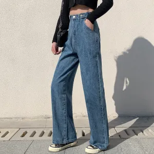 Sexy High Waist Loose Wide Leg Zipper Denim Pants