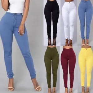 Sexy High Waist Plain Skinny Bodycon Denim Pants