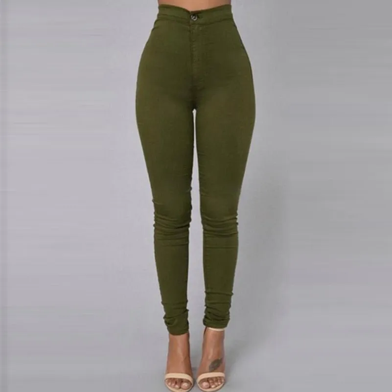 Sexy High Waist Plain Skinny Bodycon Denim Pants