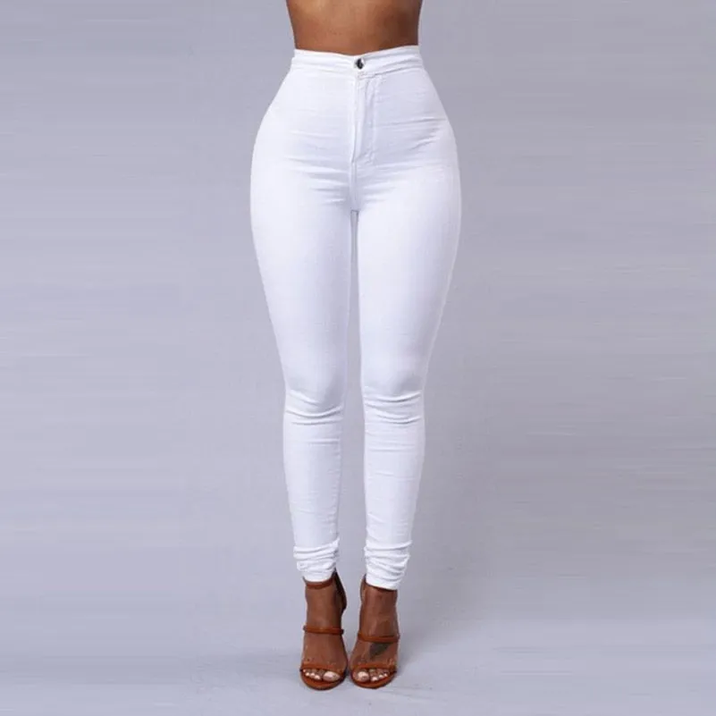 Sexy High Waist Plain Skinny Bodycon Denim Pants