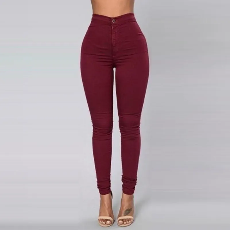 Sexy High Waist Plain Skinny Bodycon Denim Pants