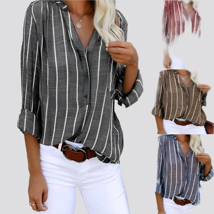 Simple And Fashionable Printed Striped Shirt For Women