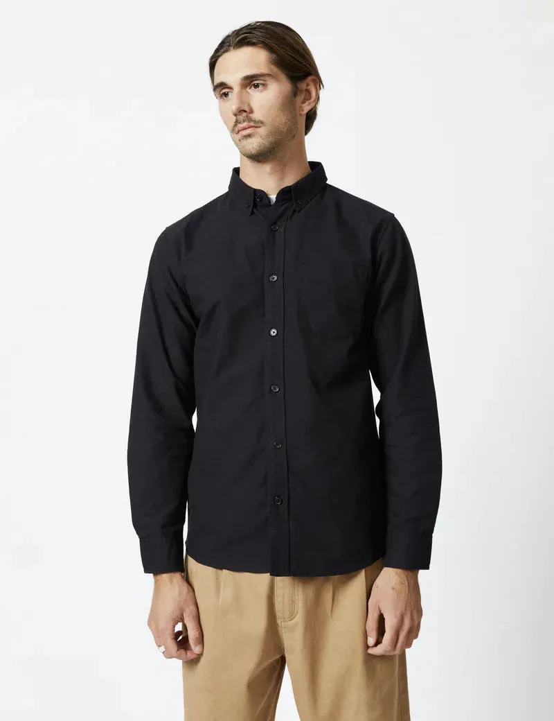 Simple | Oxford Long Sleeve Shirt | Black