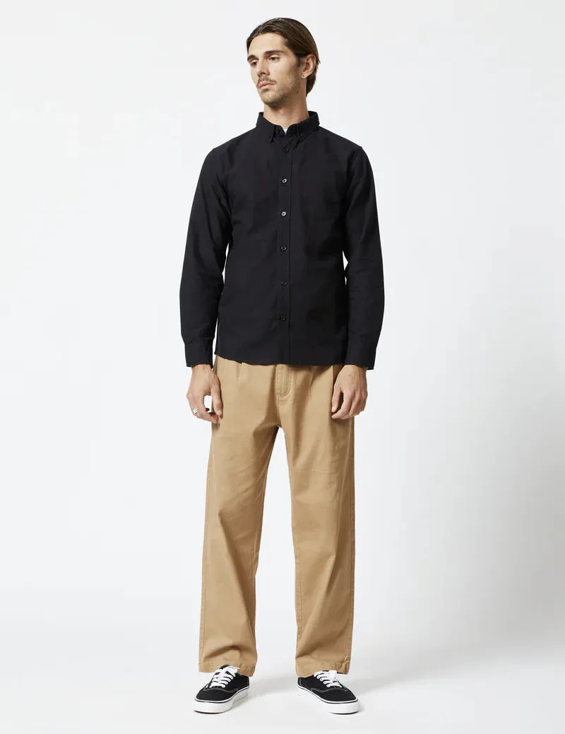 Simple | Oxford Long Sleeve Shirt | Black