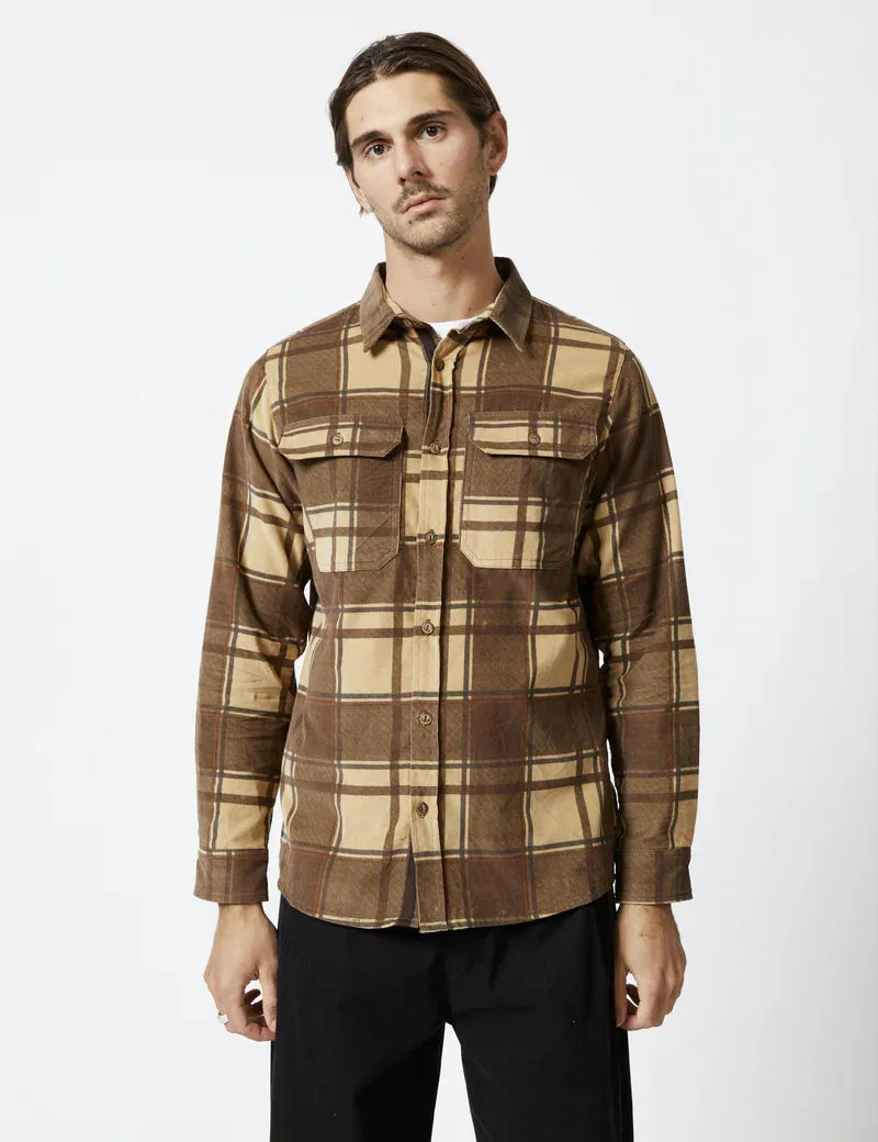 Simple | Sawyer Cord Long Sleeve Shirt | Cocoa Check