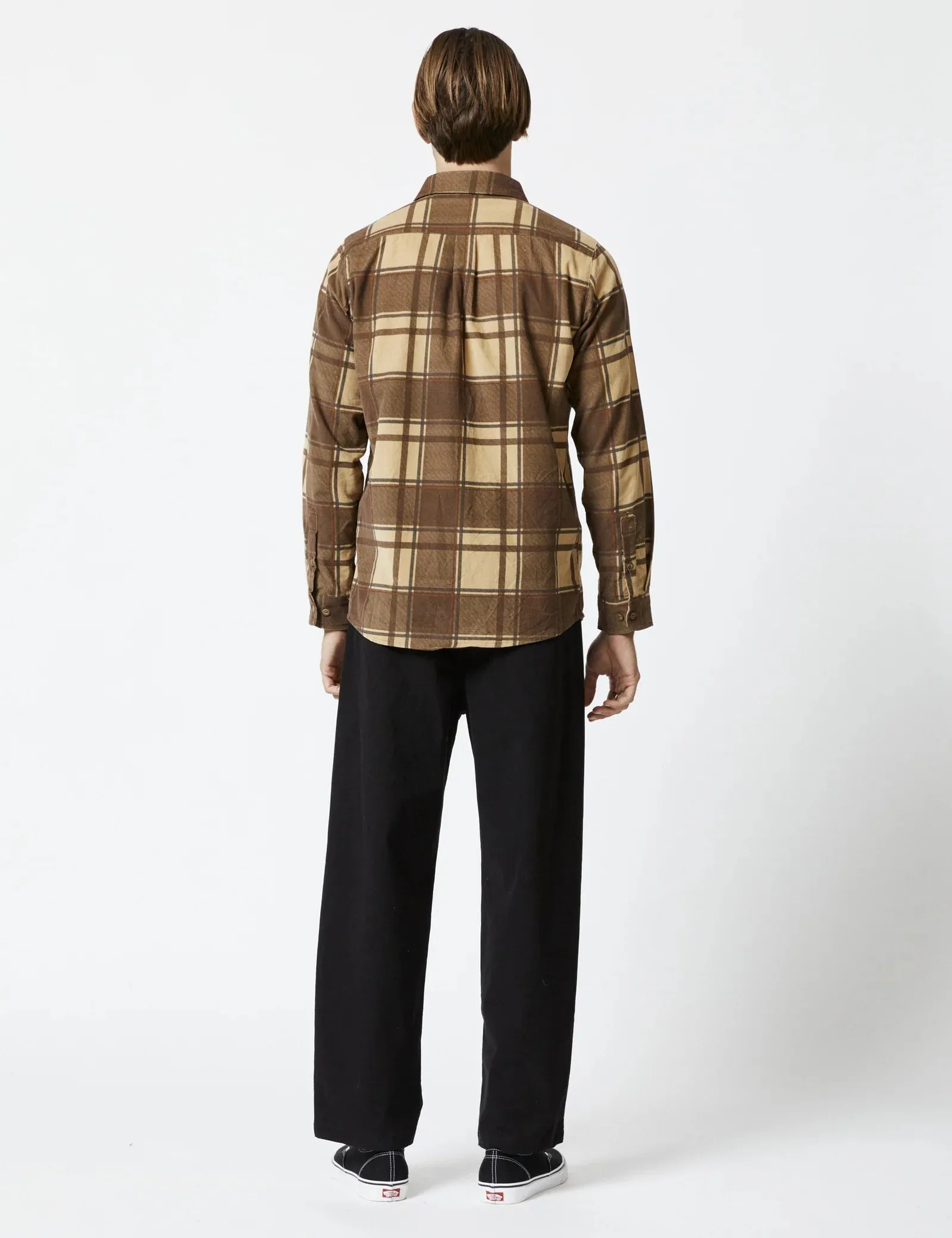 Simple | Sawyer Cord Long Sleeve Shirt | Cocoa Check