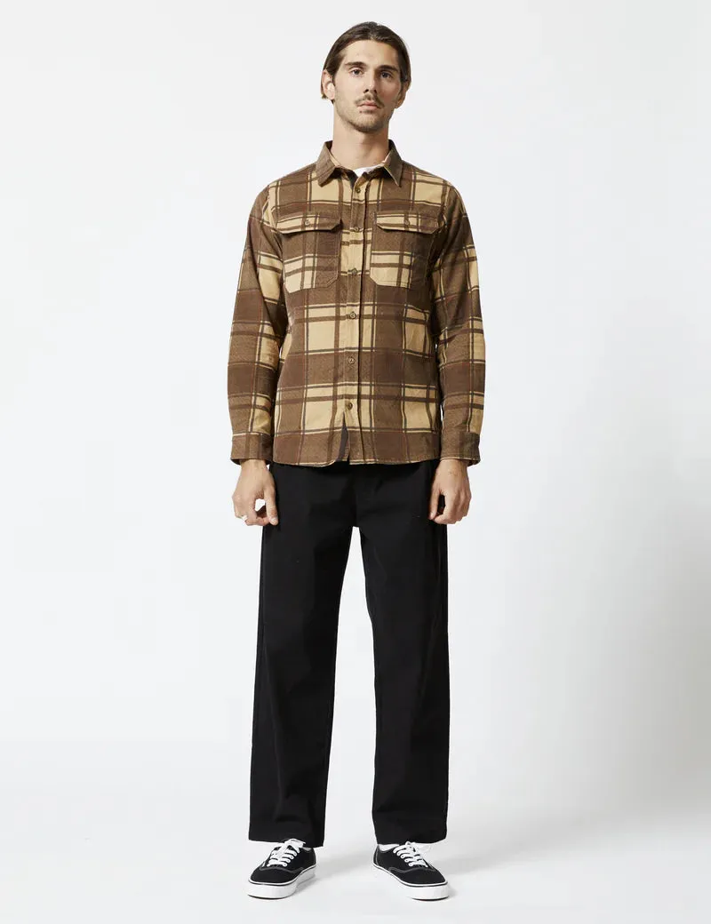 Simple | Sawyer Cord Long Sleeve Shirt | Cocoa Check