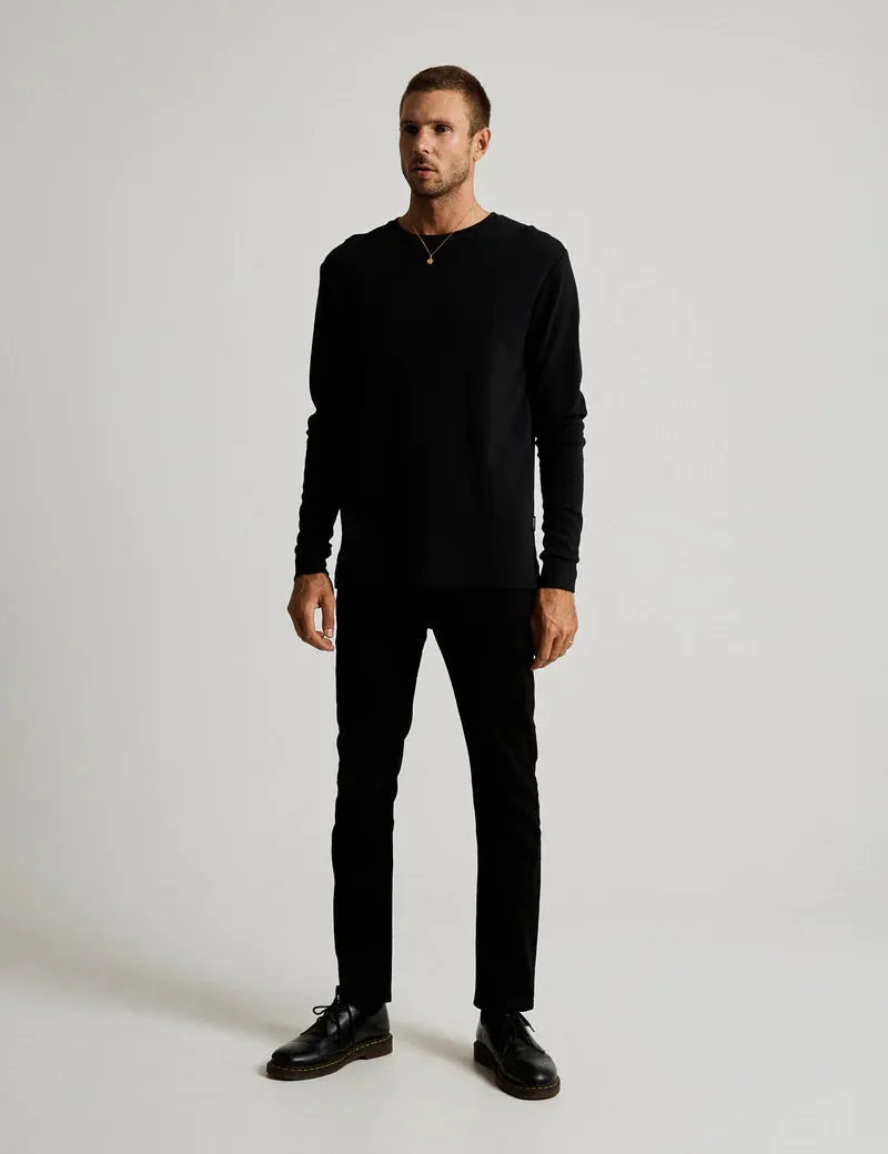 Simple | Smith Long Sleeve Waffle | Black