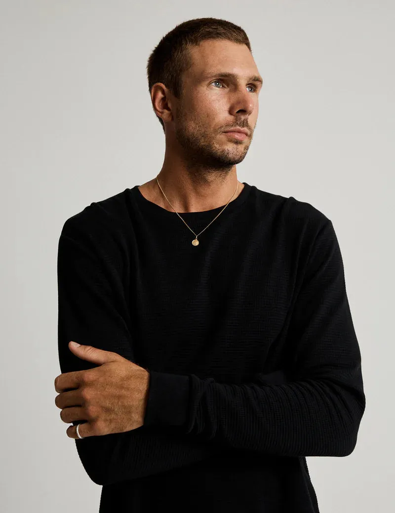 Simple | Smith Long Sleeve Waffle | Black