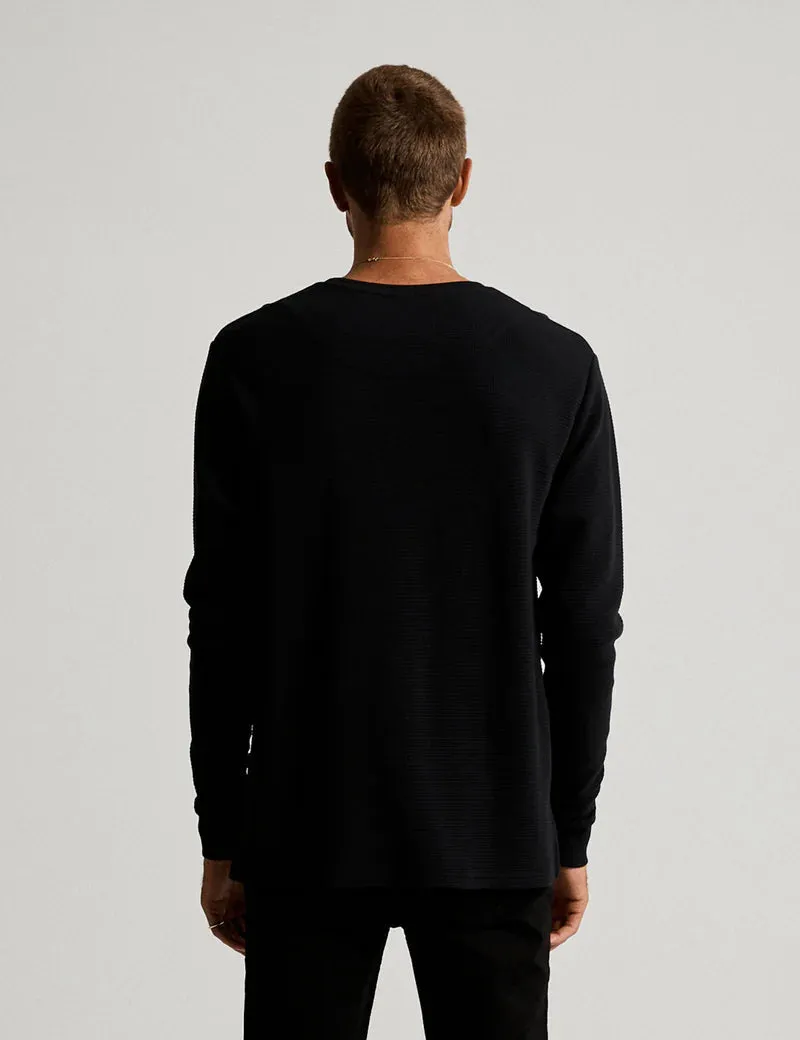Simple | Smith Long Sleeve Waffle | Black