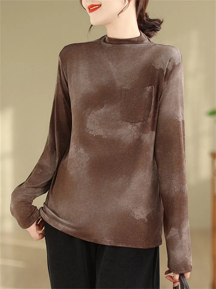 Simple Tie-dyed Long Sleeve Shirts for Women