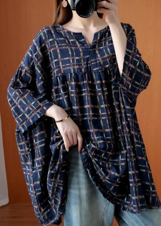 Simple v neck summer shirts Fashion Ideas blue plaid top