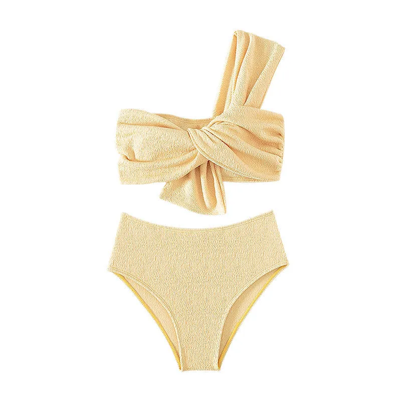 Sleek One-Shoulder Bandeau Bikini Swimsuit