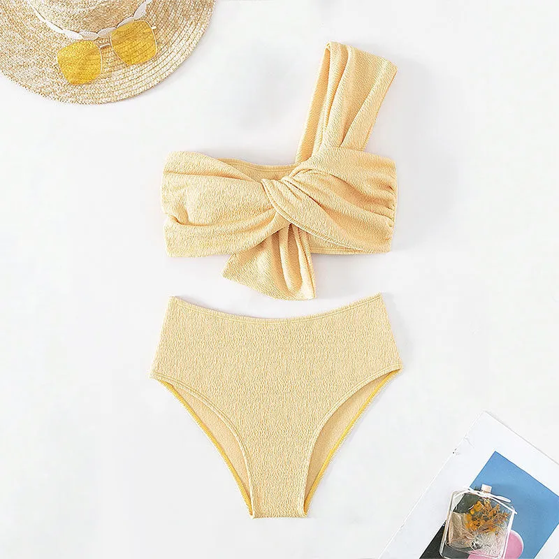 Sleek One-Shoulder Bandeau Bikini Swimsuit